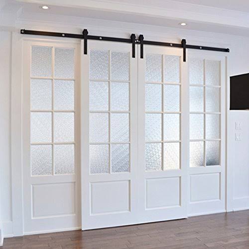 Sliding Barn Door Hardware Kit for Double Doors Black Surface 60 2 Doors Track J899