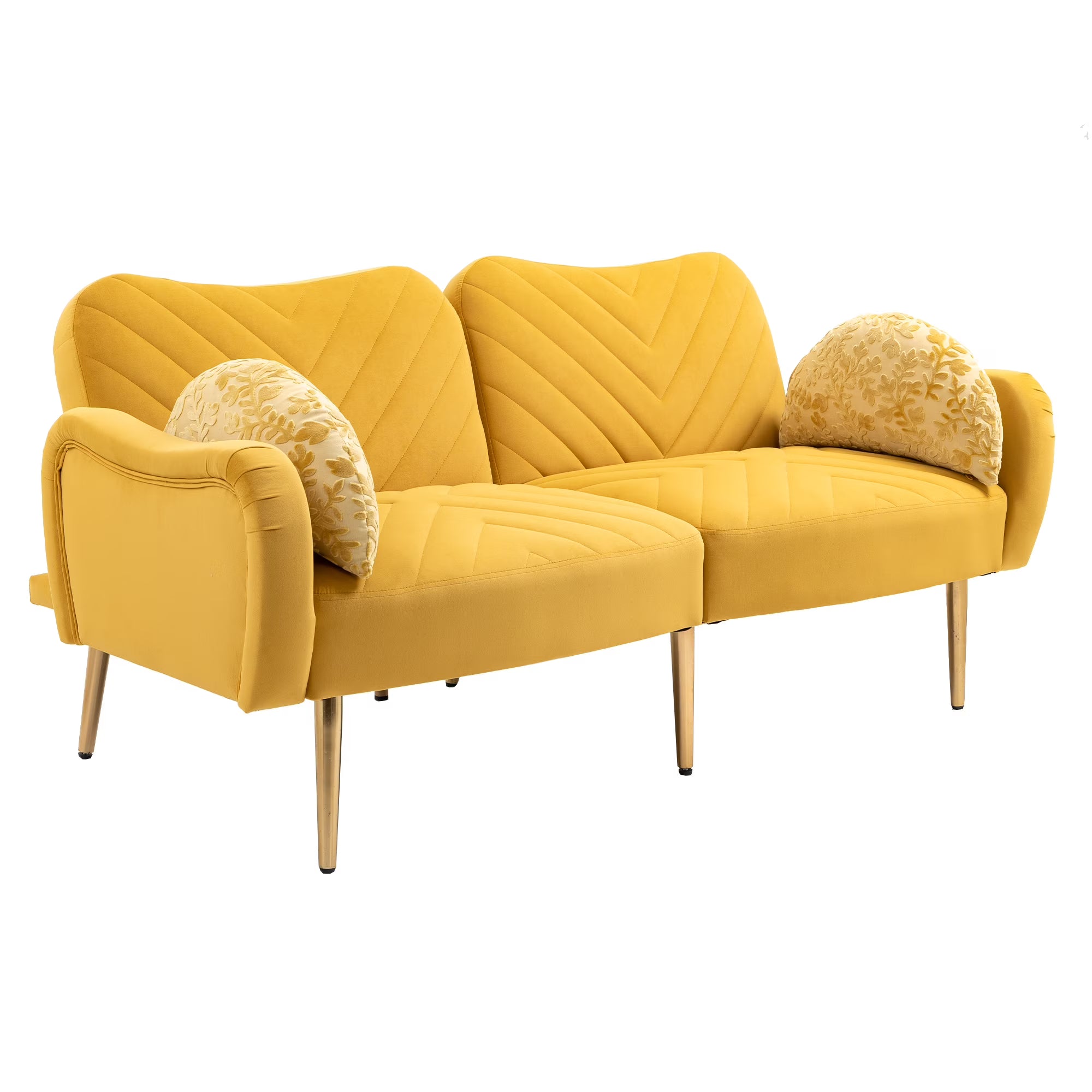 Velvet Loveseat Sofa with 2 Bolster Pillows Y5612