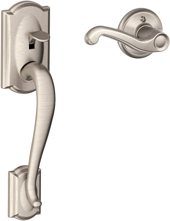 Satin Nickel Keypad Deadbolt and Front Entry Handleset with Lever H969