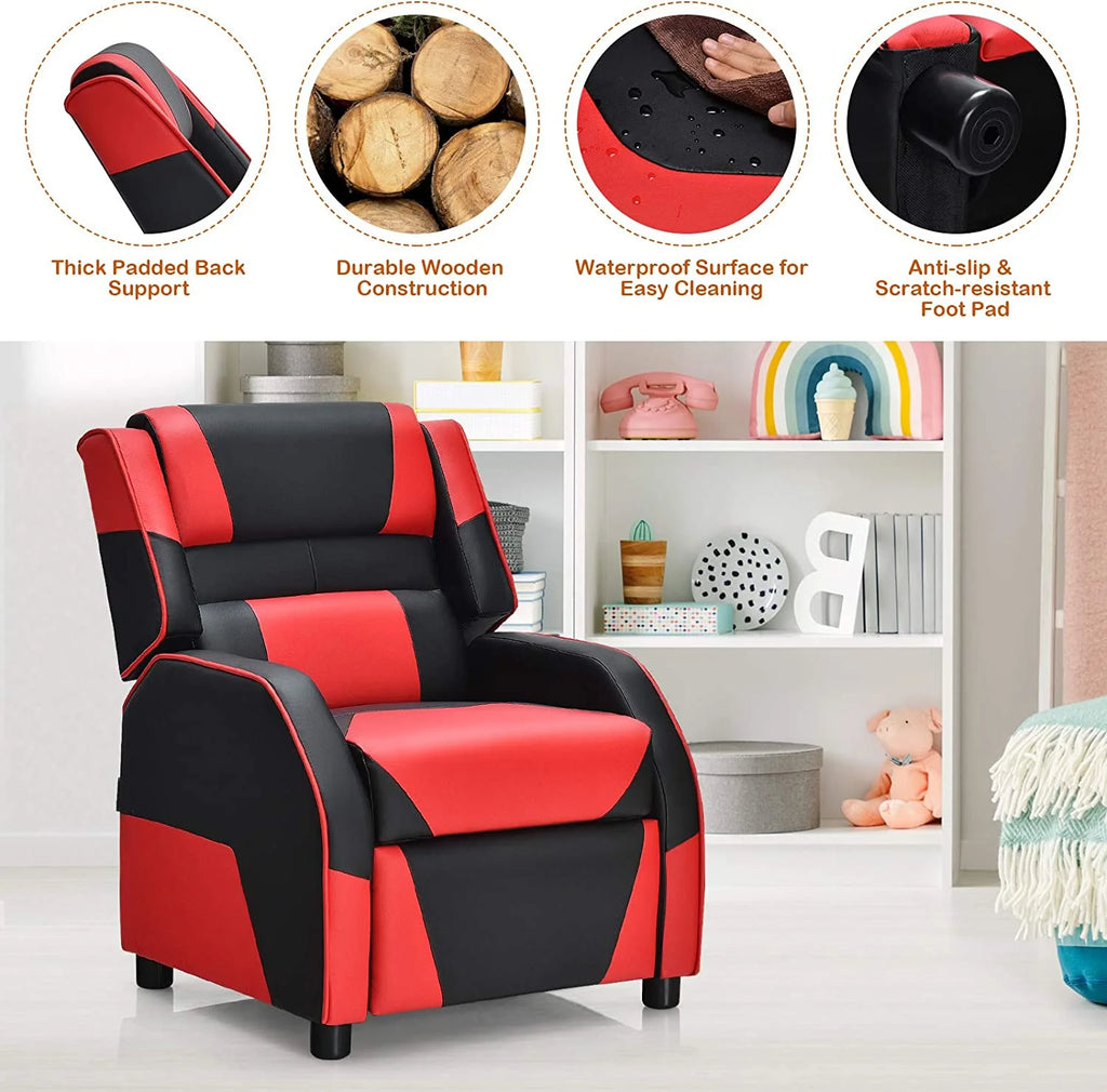 Red Ergonomic PU Leather Gaming Recliner Chair J175