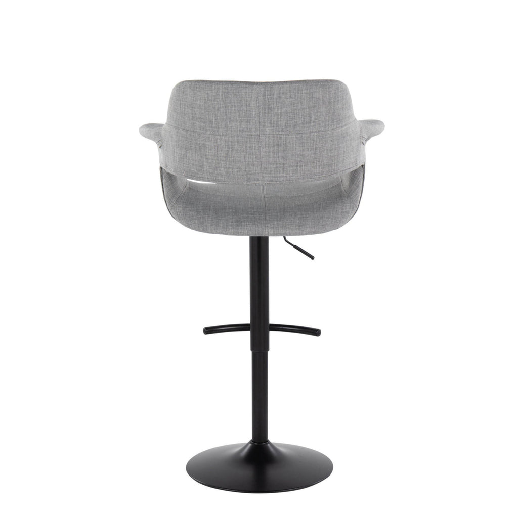Adjustable Swivel Barstool in Black Metal and Light Grey Fabric O473