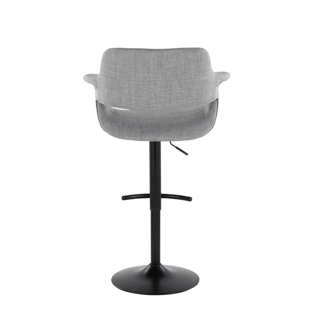 Adjustable Swivel Barstool in Black Metal and Light Grey Fabric O473