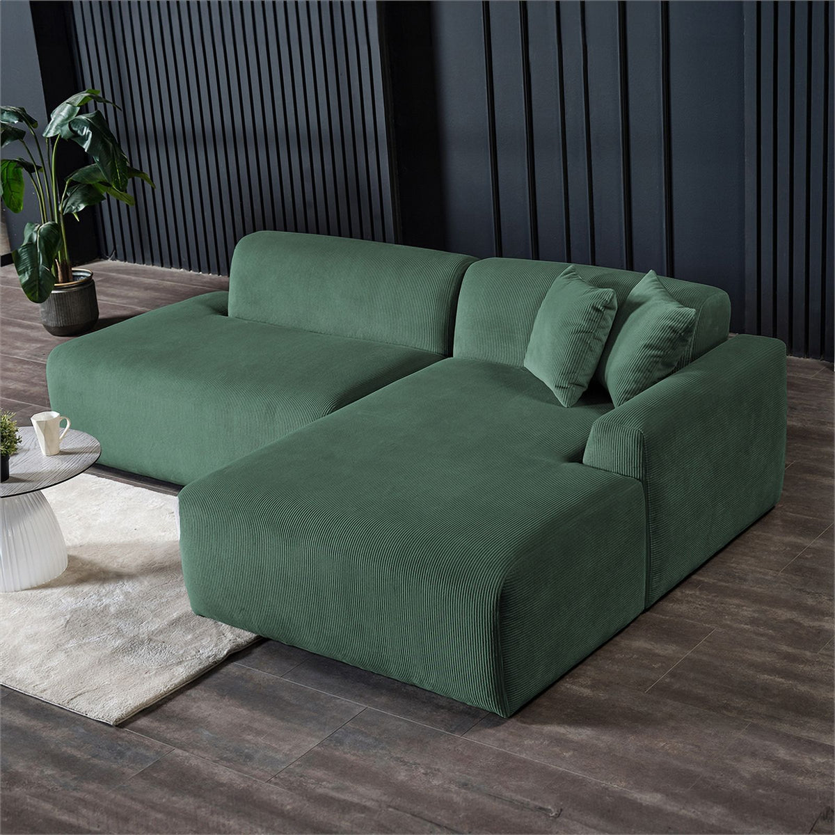 Green Velvet Right Sectional Sofa V217154