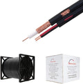 500FT Black Bulk Siamese RG59/U Cable, 20AWG + 18/2AWG, 95% Shielding, CCTV Video Wire, Pack of 2 Z635277