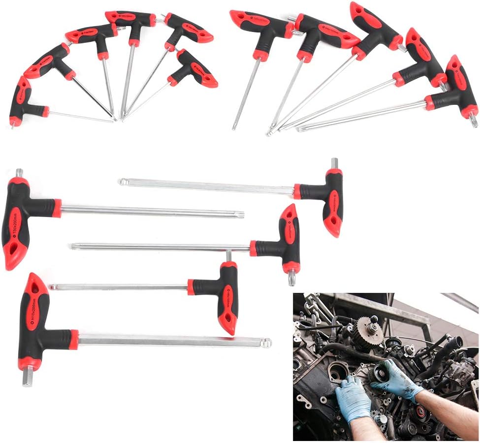 16 pcs T-Handle Hex Wrench Set, Ball End, 75mm-200mm, T10-T50 H255222