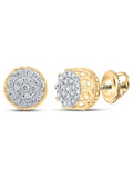 10kt Yellow Gold Mens Diamond Cluster Earrings 1/4 Cttw M353