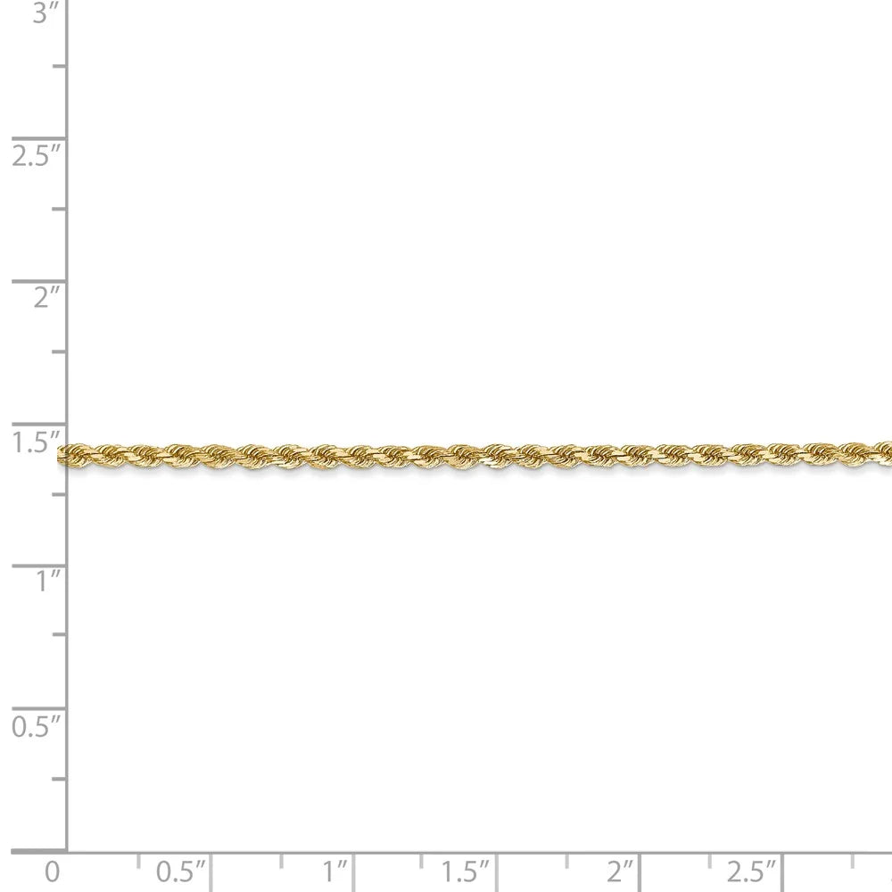 14kt Yellow Gold 2mm Diamond Cut Rope Chain with Lobster Clasp, 30 inch R314399