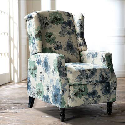 Blue 100% Polyester Manual Club Recliner J3696