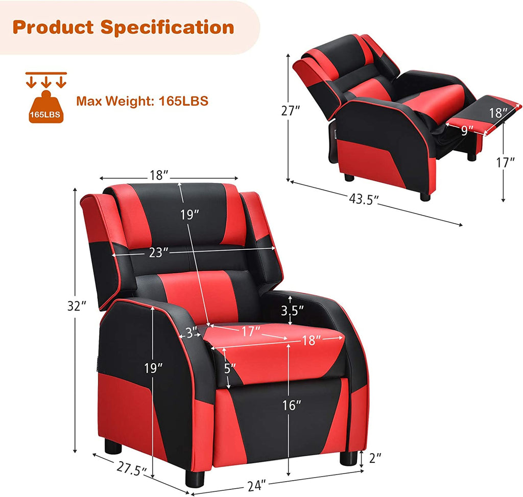 Red Ergonomic PU Leather Gaming Recliner Chair J175