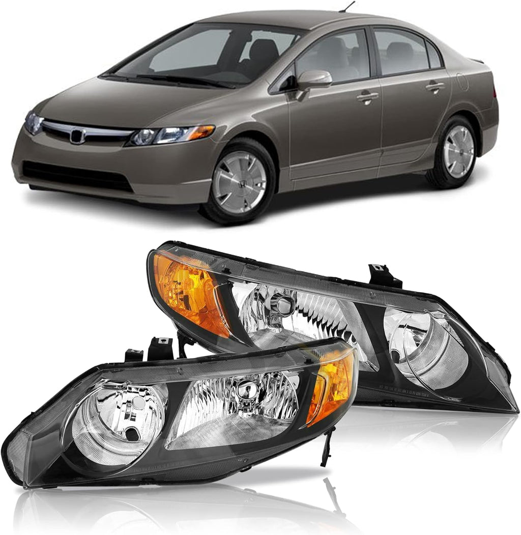 Halogen Headlights Assembly for 2006 2007 2008 Honda Civic K37417