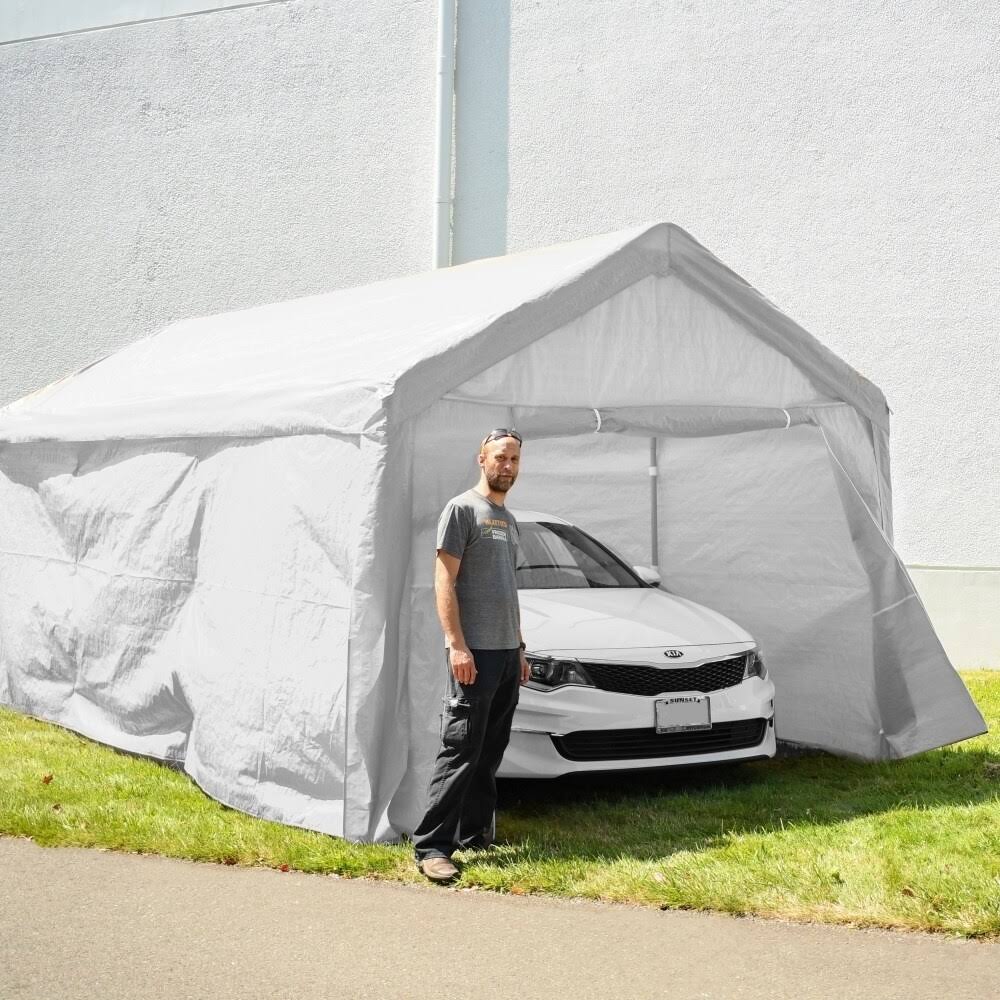 Heavy Duty Outdoor Canopy Carport Tent 10 x 20 ft White O415192