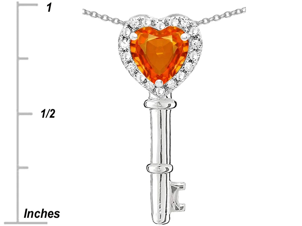 Simulated Orange Mexican Fire Opal Pendant Necklace I7907