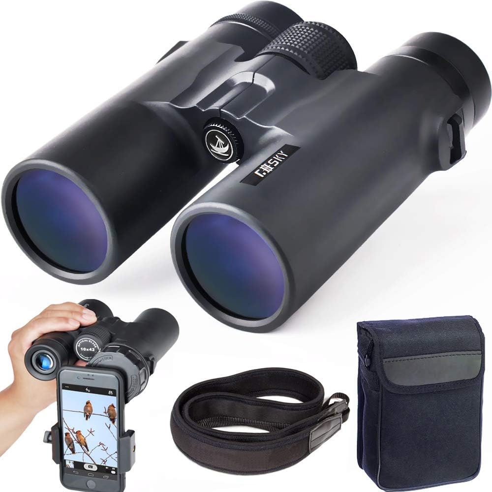 10x42 Roof Prism Binoculars with Phone Mount Strap Carrying Bag A5750