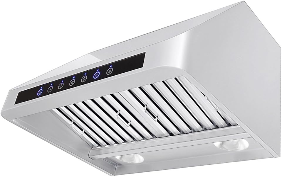 Stainless Wall Range Hood, 1000 Max CFM, 4 Speed, 30 36 42 48 54 60 inch W7555