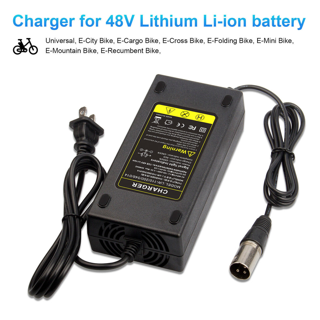 54.6V 2A Charger for 48 Volt Li-Ion Battery Pack Electric Bike B83461