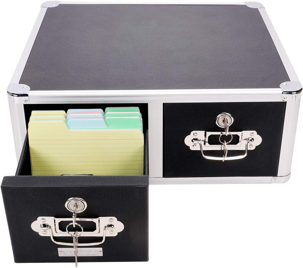Black 4 x 6 Double Drawer Index Card Cabinet O53843