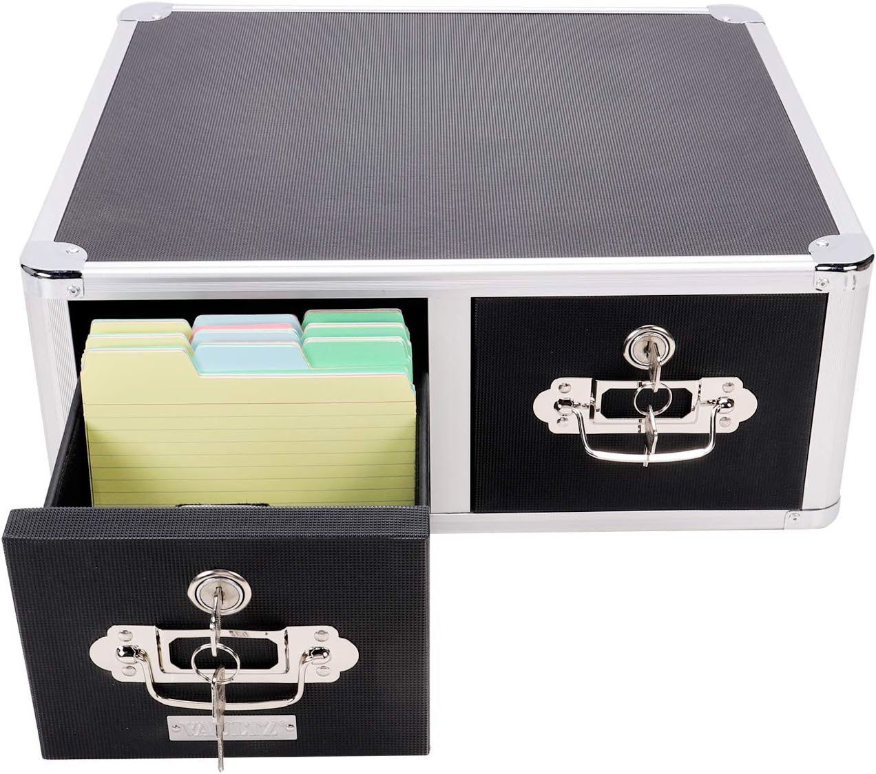 Black 4 x 6 Double Drawer Index Card Cabinet O53843