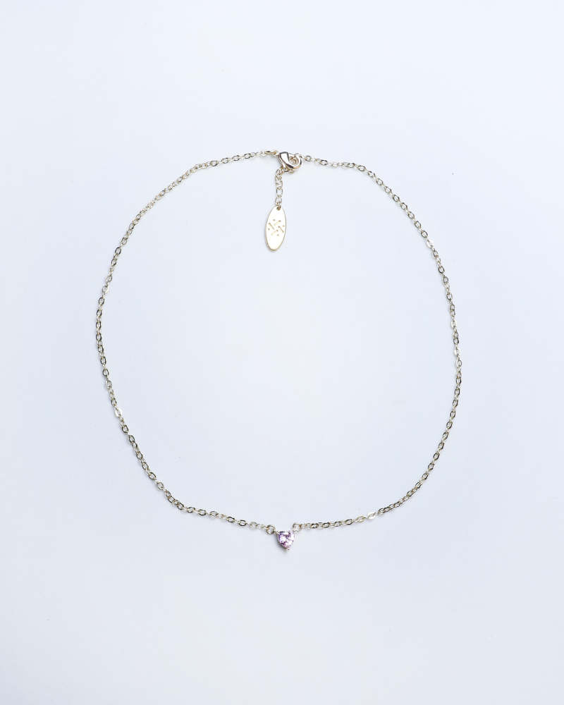 Pink Heart Charm Gold-Plated Chain Necklace C319912