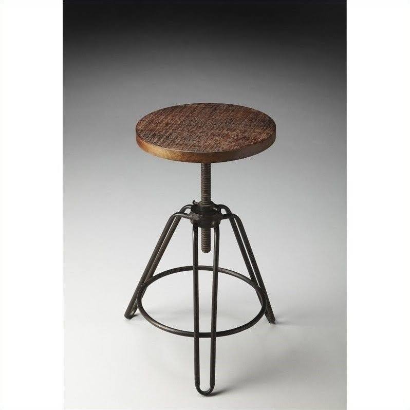 Distressed Wood Seat Bar Stool V5686