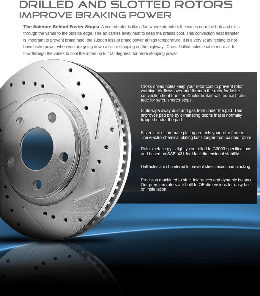5 Lug Rotors + Ceramic Brake Pads + Clips D6212