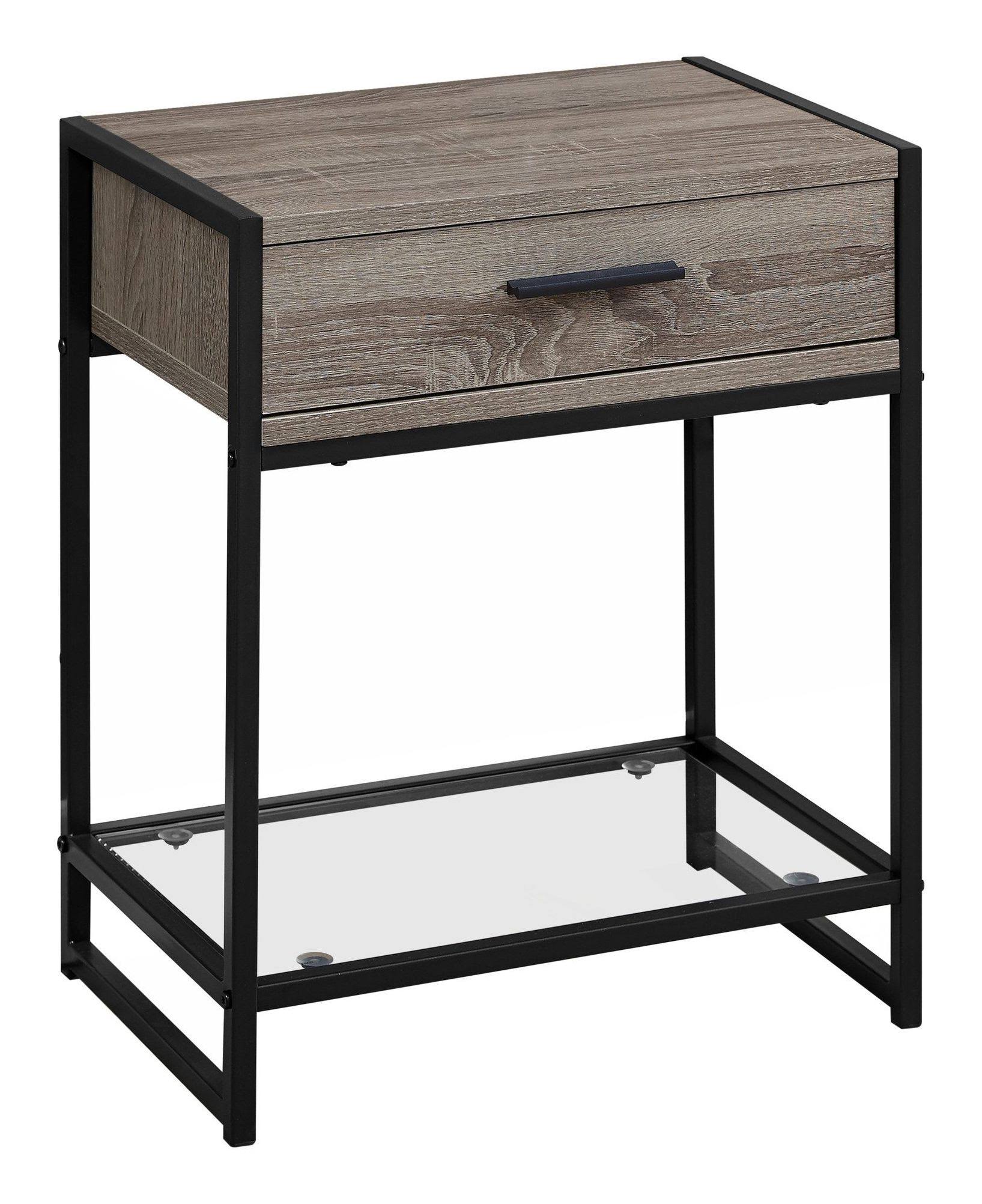 Dark Taupe Black Tempered Glass Accent Table K36751