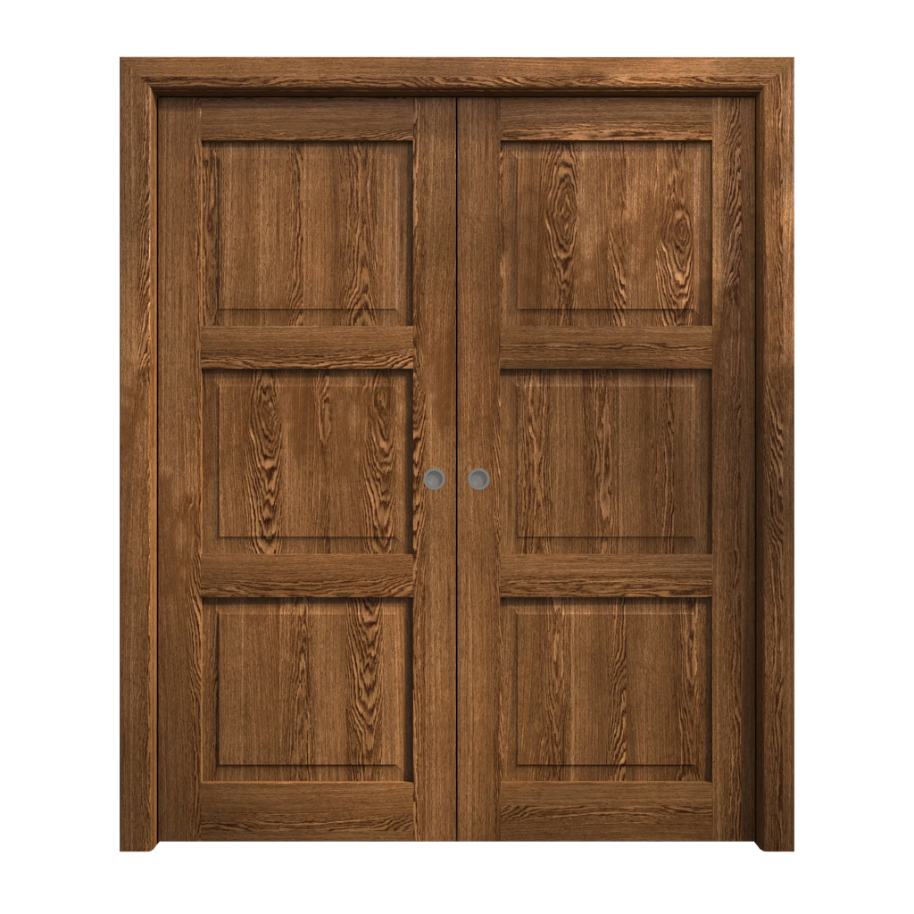 Solid Wood Sliding French Double Pocket Doors 36 x 80 inches C135857