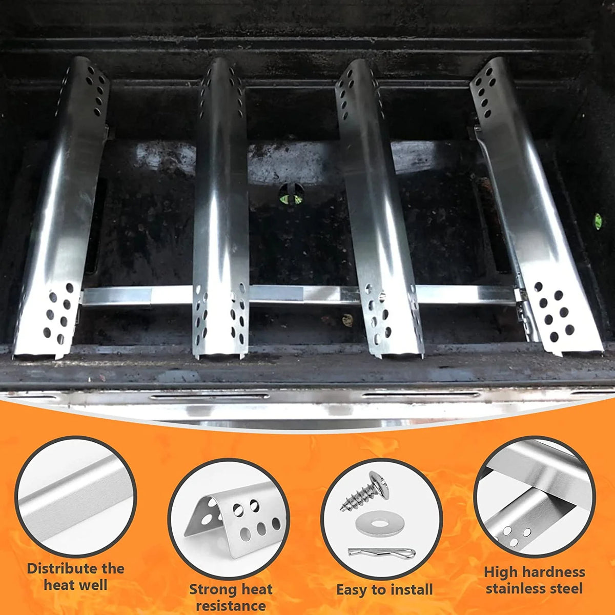 4 Burner Grill Replacement Burner and Heat Plates P7142