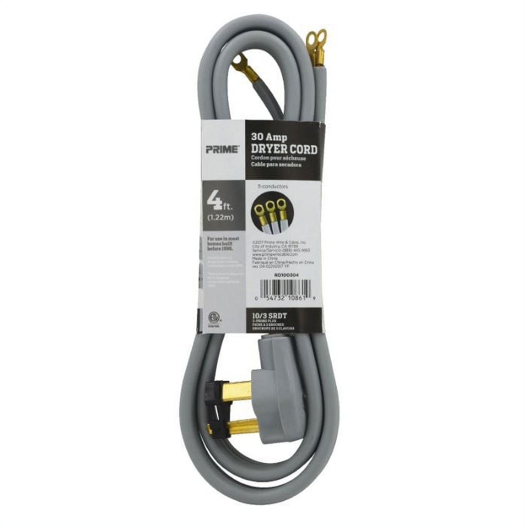 4 Feet 10/3 30 Amp 3-Wire Dryer Cord (4 Pack) Z719