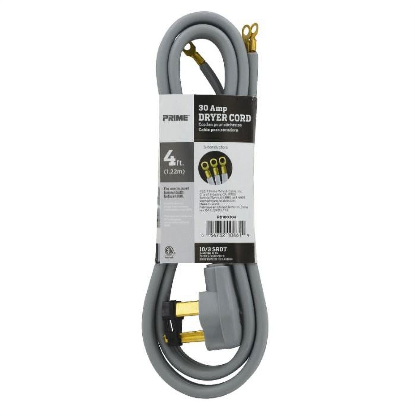 4 Feet 10/3 30 Amp 3-Wire Dryer Cord (4 Pack) Z719