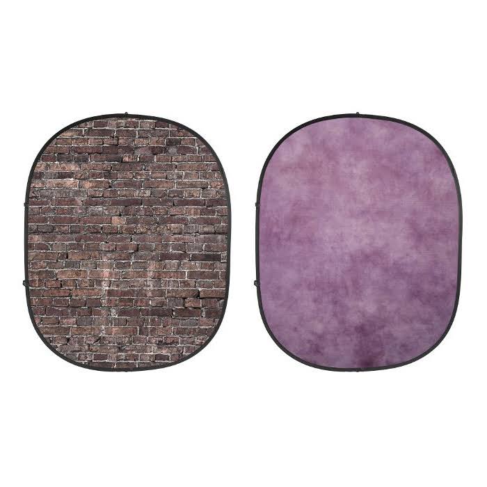 5x7 Collapsible Backdrop with 8 Aluminum Stand, Purple/Grunge Brick M298