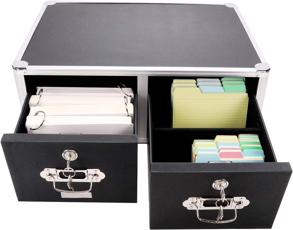 Black 4 x 6 Double Drawer Index Card Cabinet O53843