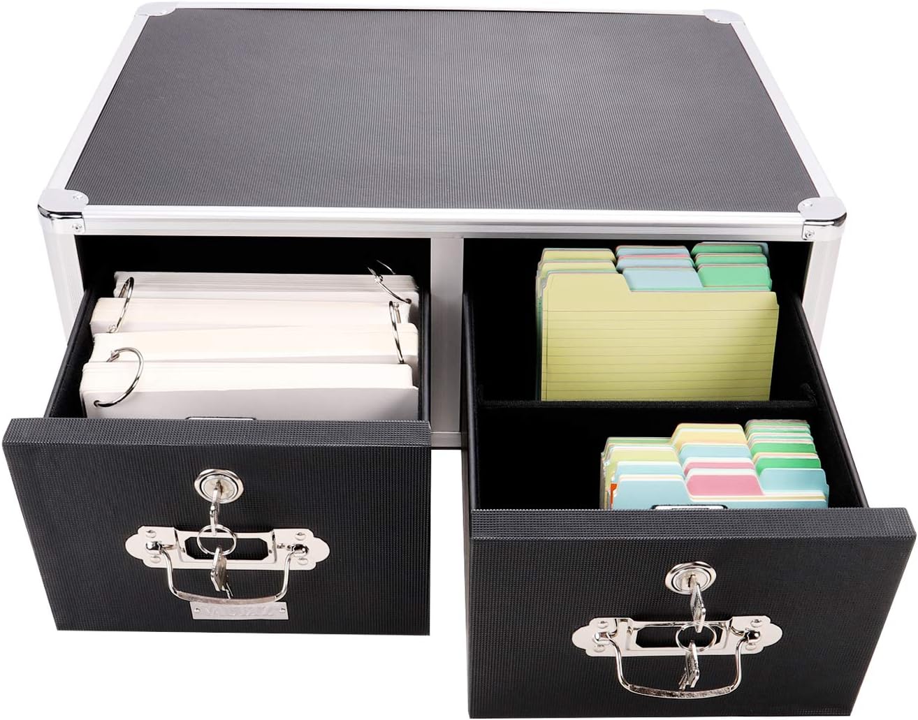 Black 4 x 6 Double Drawer Index Card Cabinet O53843