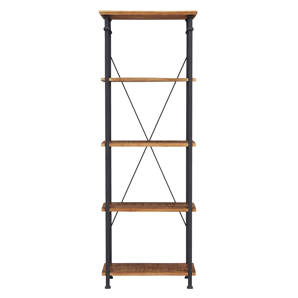 Brown and Black 4 Shelves Wooden Bookcase P5473