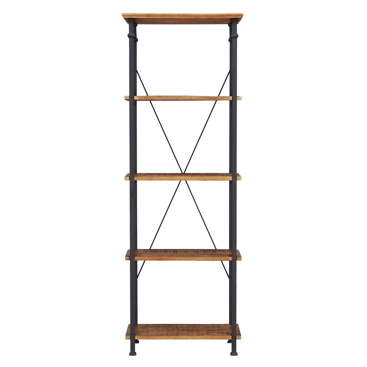 Brown and Black 4 Shelves Wooden Bookcase P5473