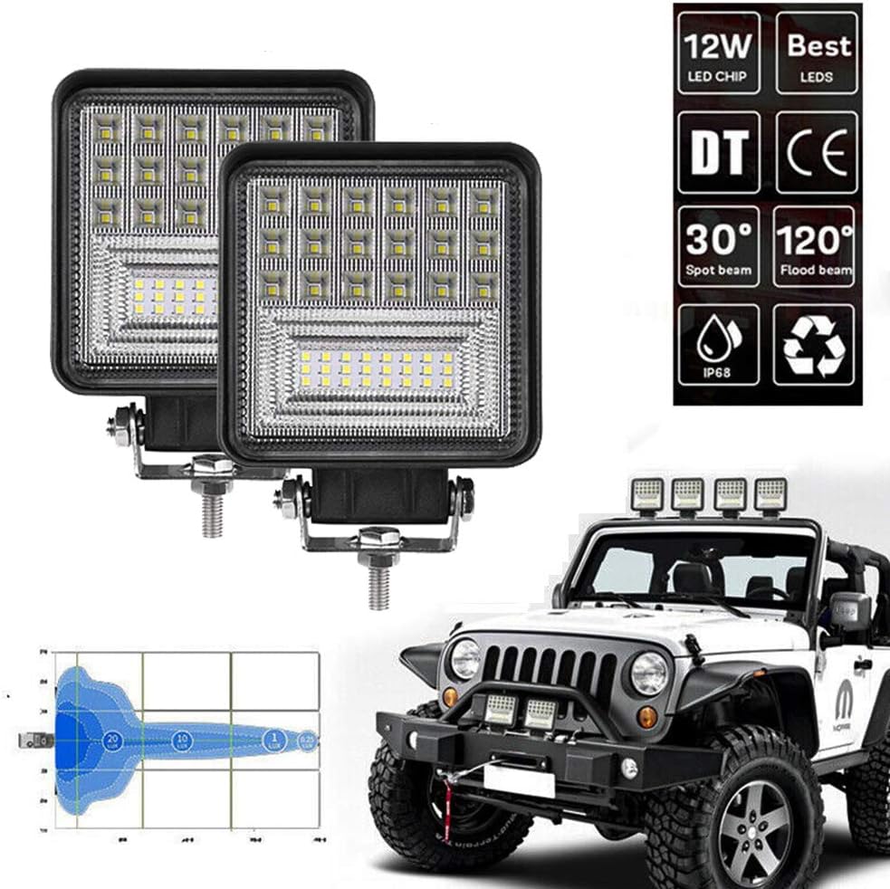 4inch 126W Square LED Work Light, Spot & Flood Light, Waterproof (10 Pack) K161298