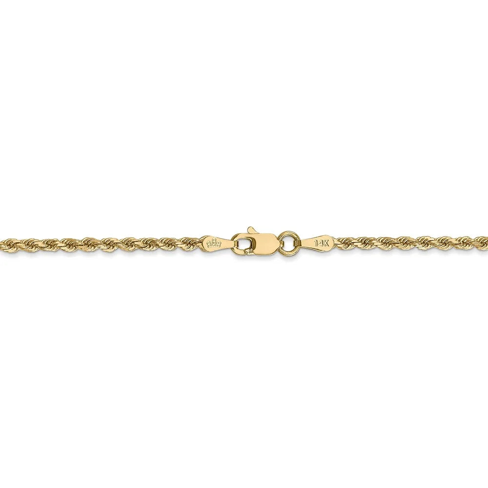 14kt Yellow Gold 2mm Diamond Cut Rope Chain with Lobster Clasp, 30 inch R314399