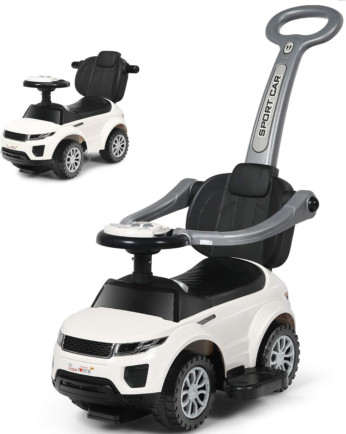 Pink 3 in 1 Ride on Push Car with Parental Handle J59385