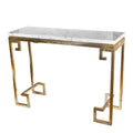 Modern Iron Console with Stone Top Gold White S315