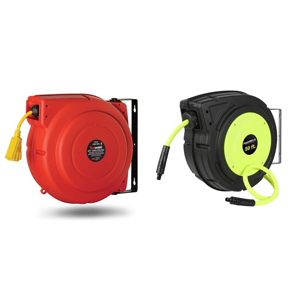 Retractable Extension Cord Reel 12AWG x 65' Heavy Duty Commercial Cable Triple Tap Connector Power 15A 125VAC 1875W K6034