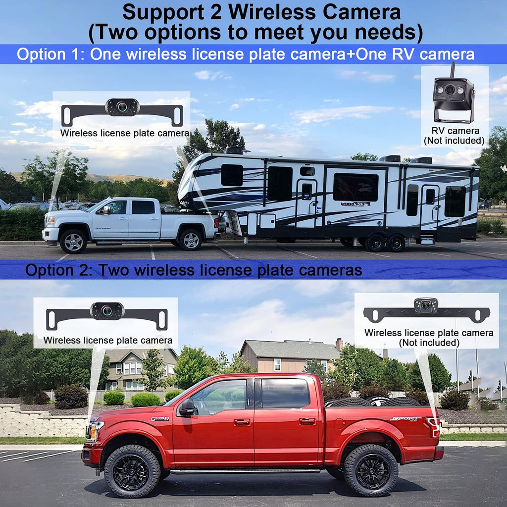 Wireless Backup Camera 5 Inch HD 1080P Bluetooth Two Channels Waterproof Night Vision V92609