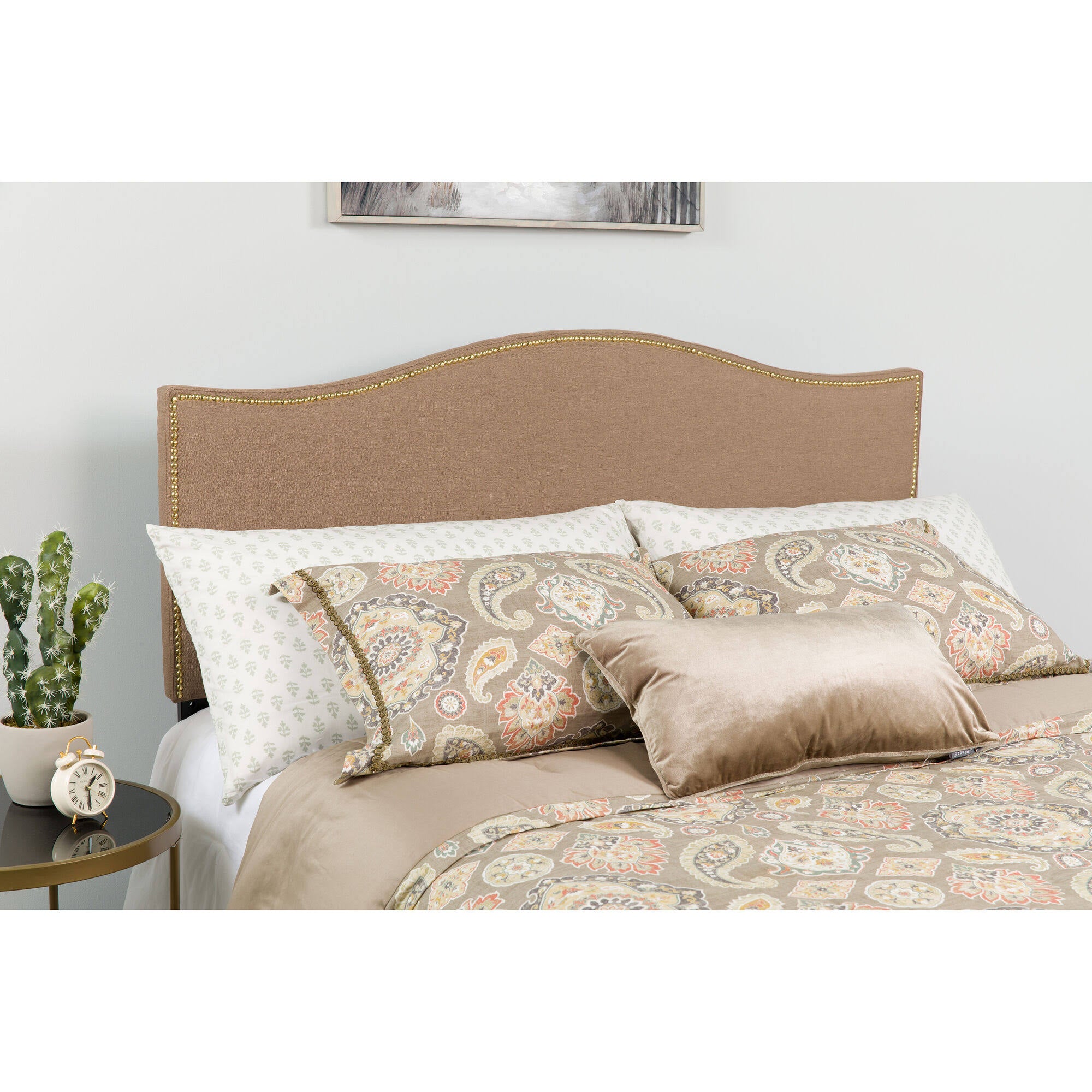 Fabric Panel Headboard, Camel, Full N122