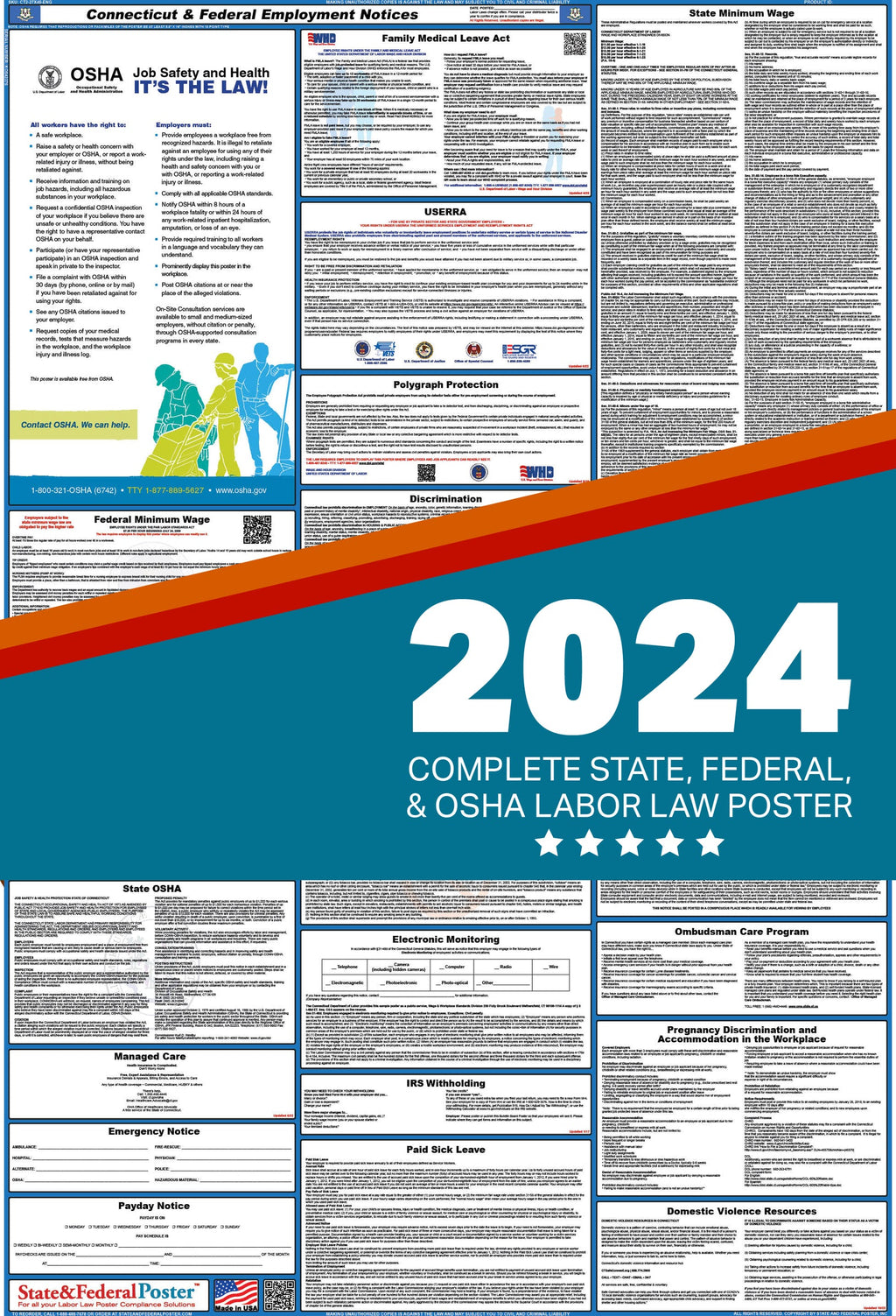 Connecticut State and Federal Labor Law Poster (Spanish) B30471