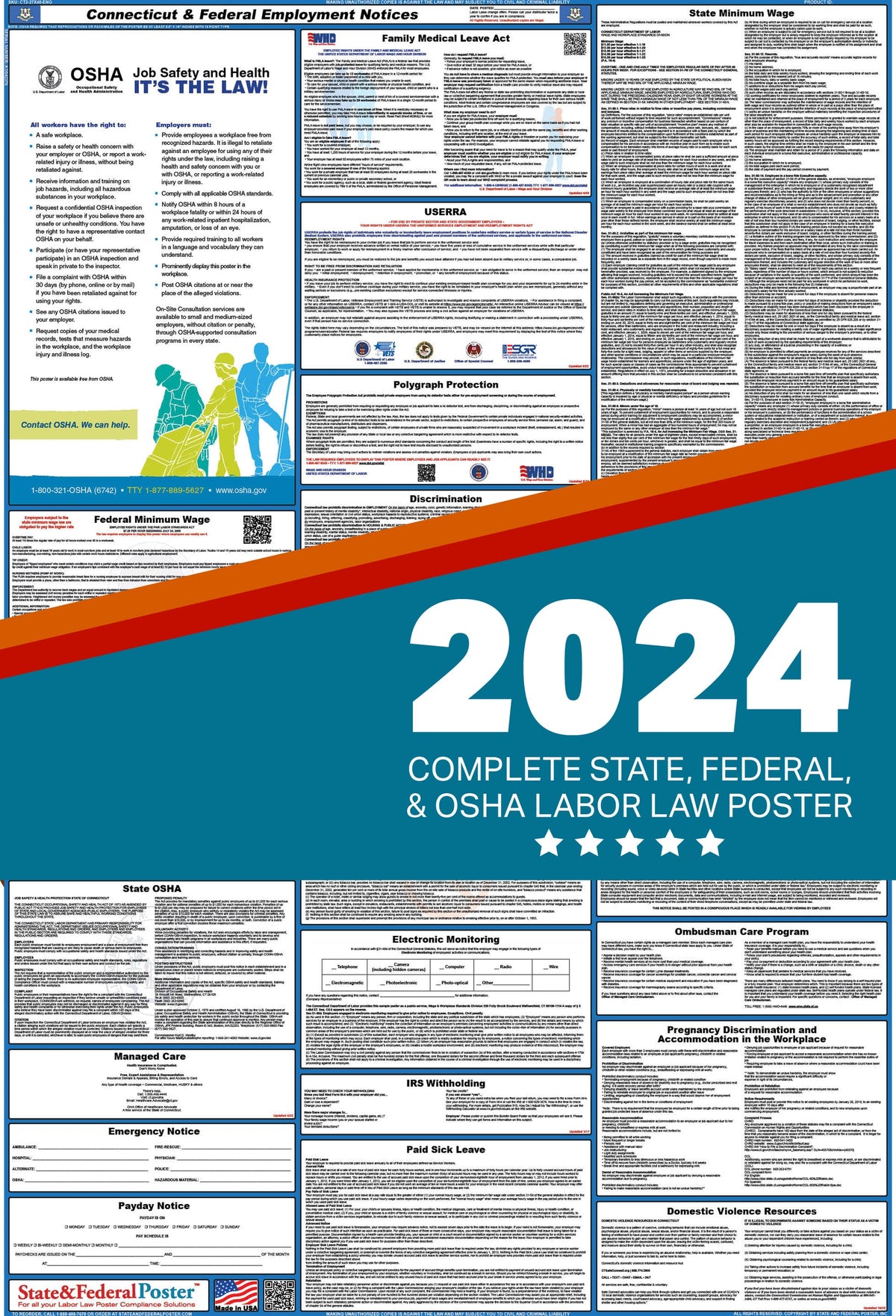 Connecticut State and Federal Labor Law Poster (Spanish) B30471