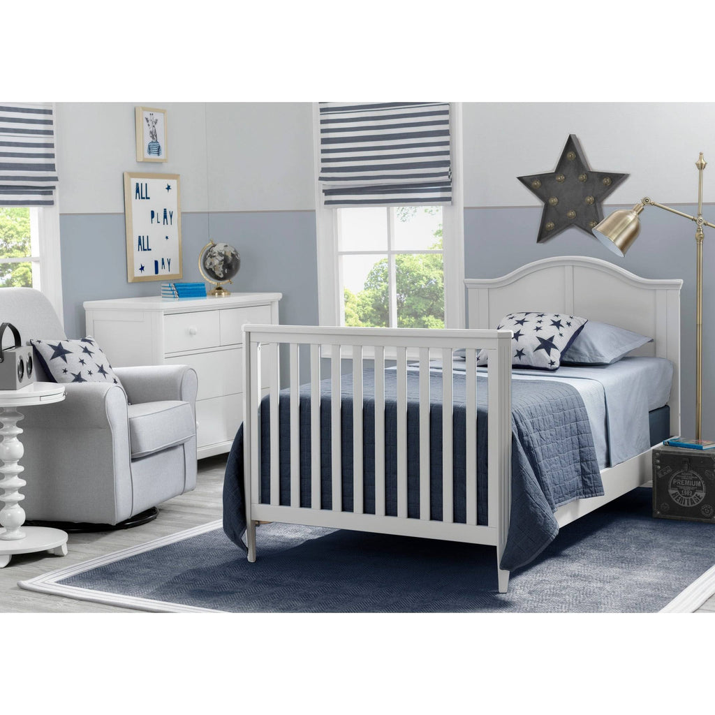 Mini Convertible Baby Crib with Mattress in Bianca White J3149