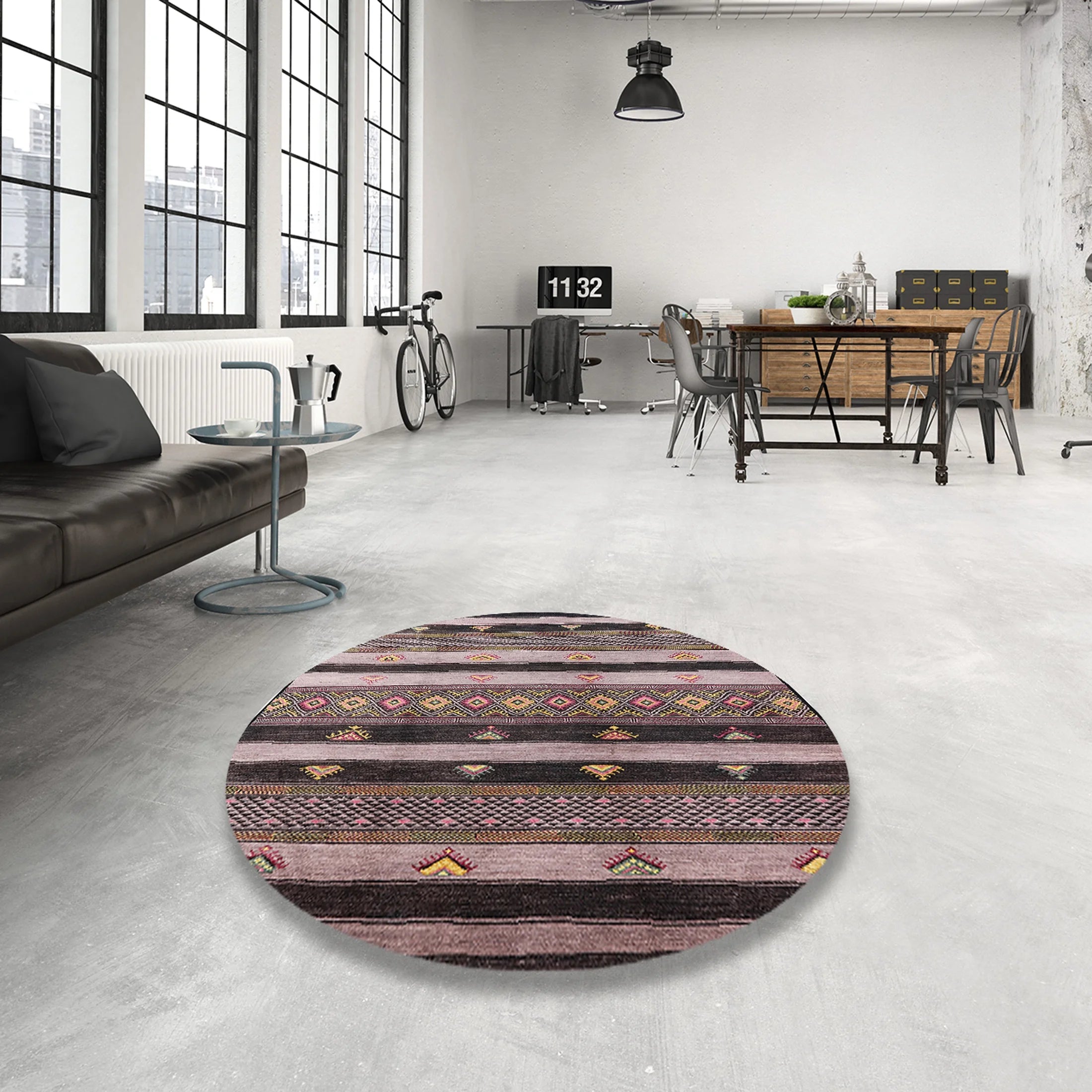Burgundy Brown Solid Rectangle Area Rug A111963