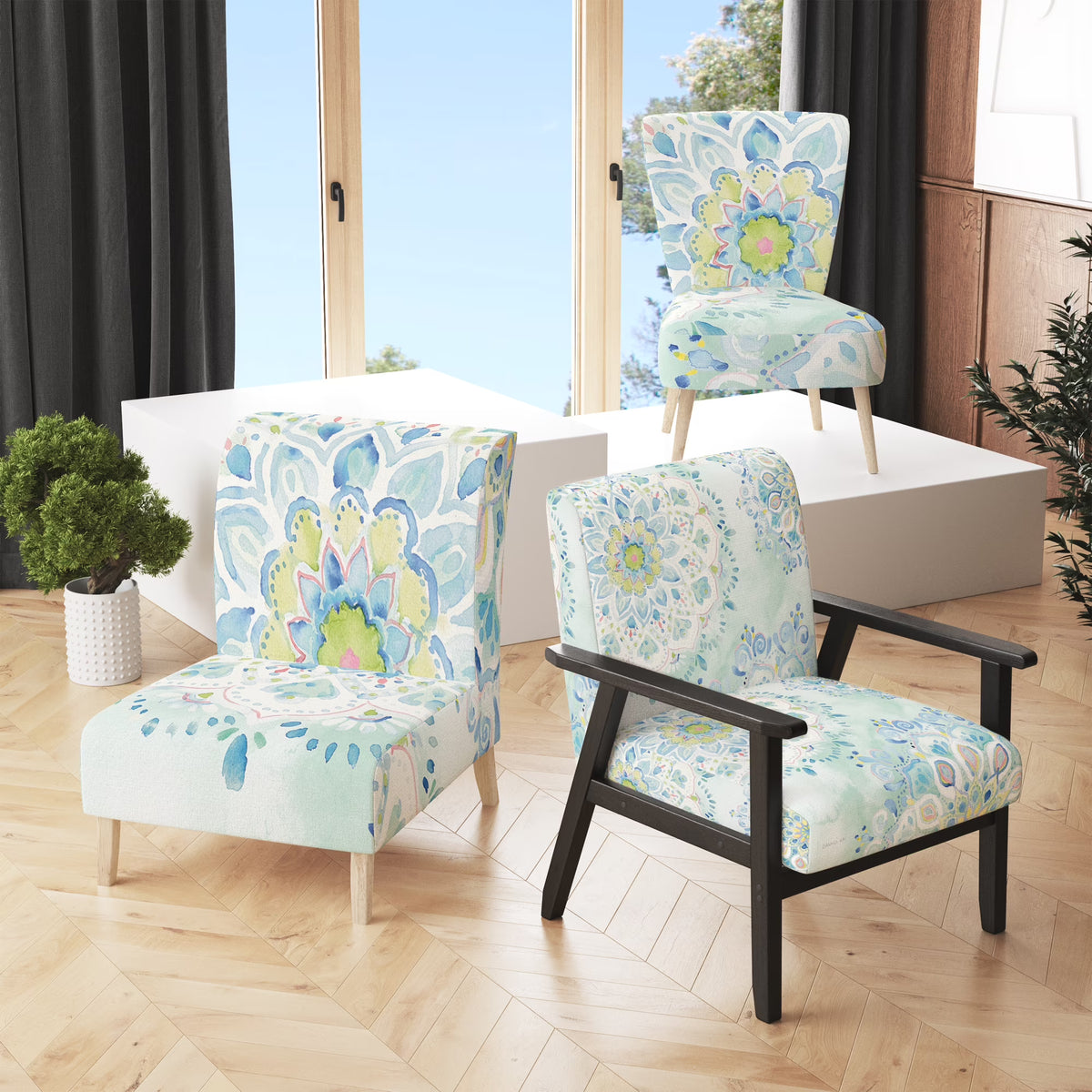 Upholstered Floral Accent Chair H2987
