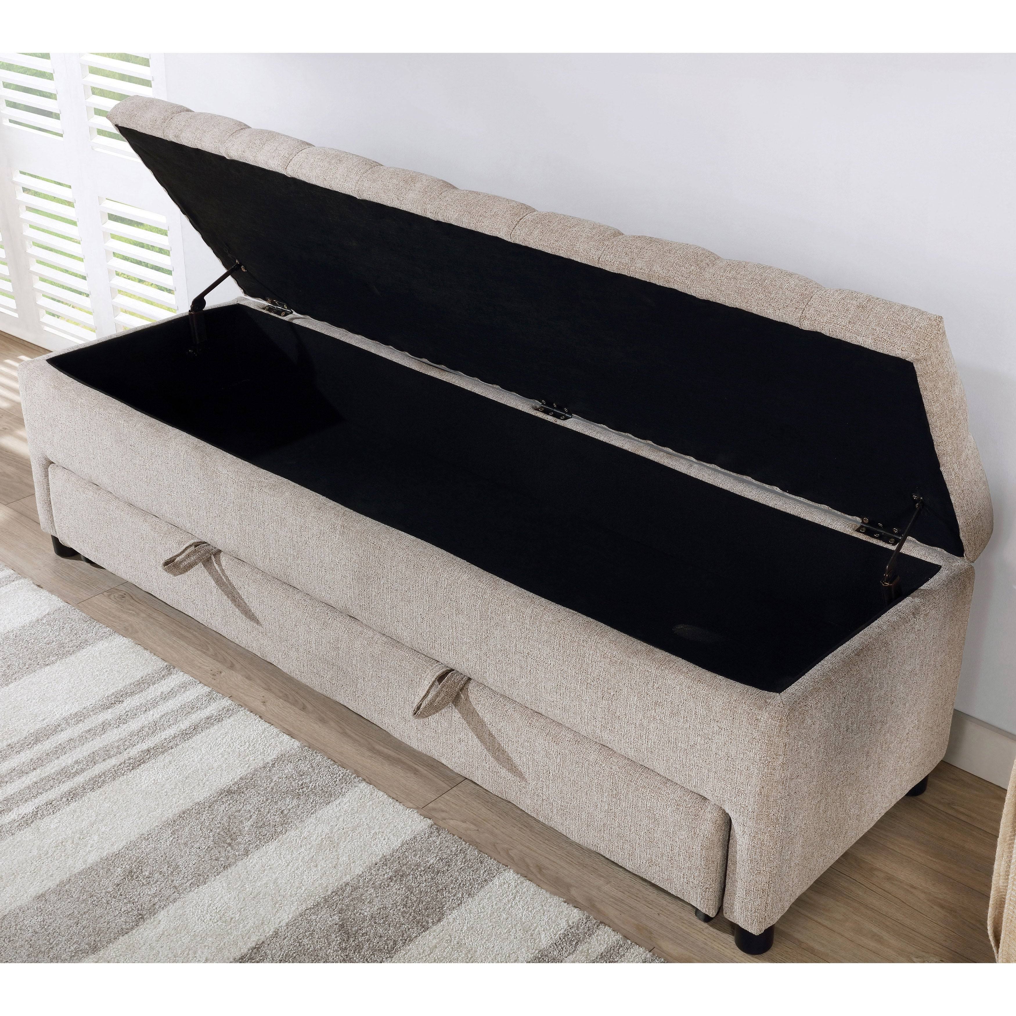 Dark Grey Tufted Storage Bench O9413