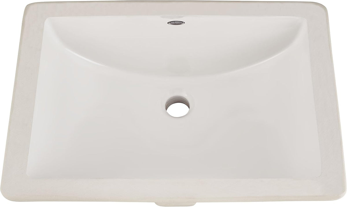 Ceramic Undermount Rectangular Bathroom Sink, 18'' L x 12'' W x 16.43'' H, White N668