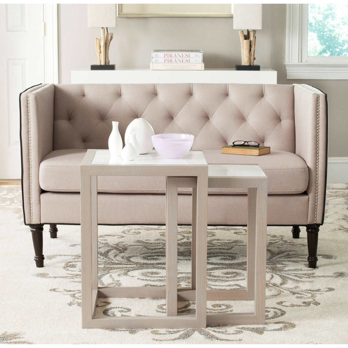 White Grey Lacquer Stacking Table G81772