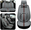 Grey Faux Leather Car Seat Covers Full Set 5 Seats Waterproof Protector O18266